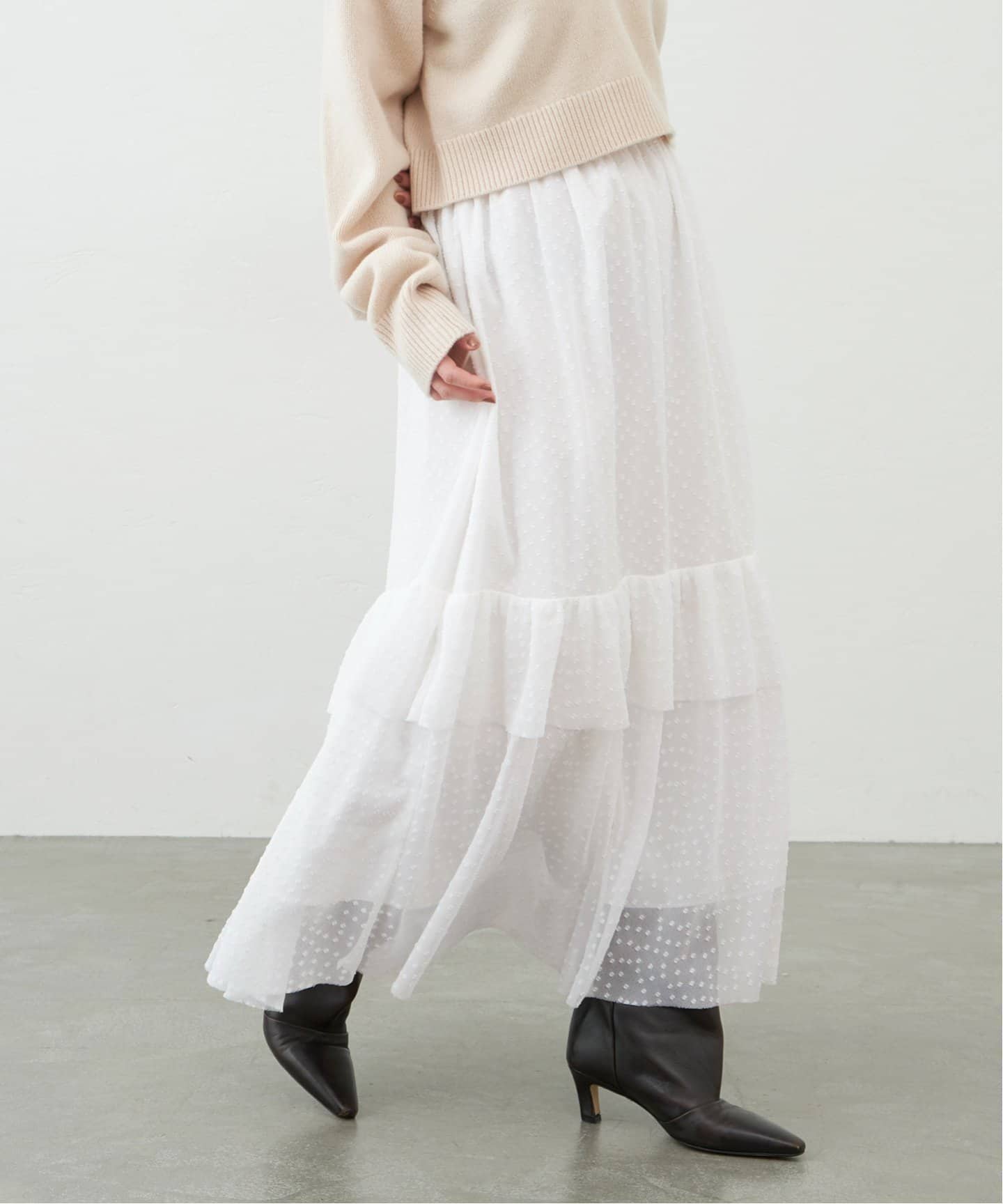 カットジャカード ティアードスカート（ロング・マキシ丈スカート