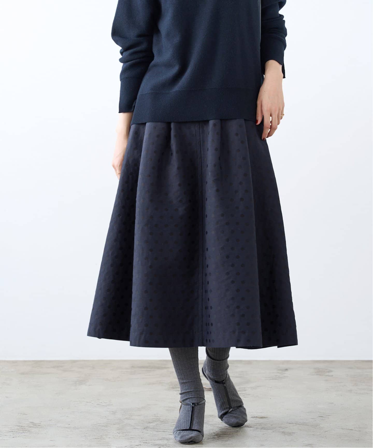 ドットジャガードタックスカート（ロング・マキシ丈スカート）｜IENA