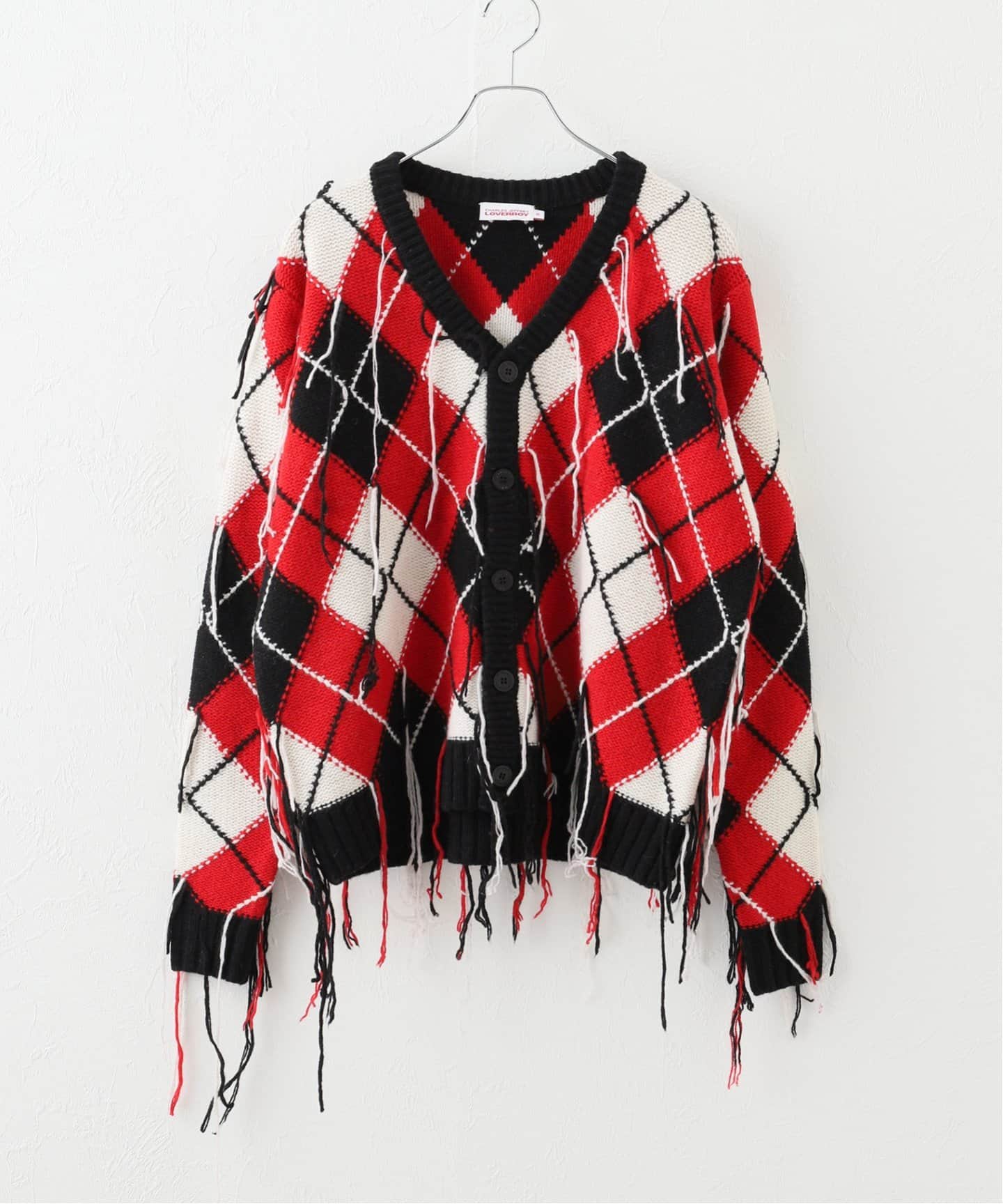 CHARLES JEFFREY LOVERBOY】 Knitted GUDDLE ARGYLE CARDI