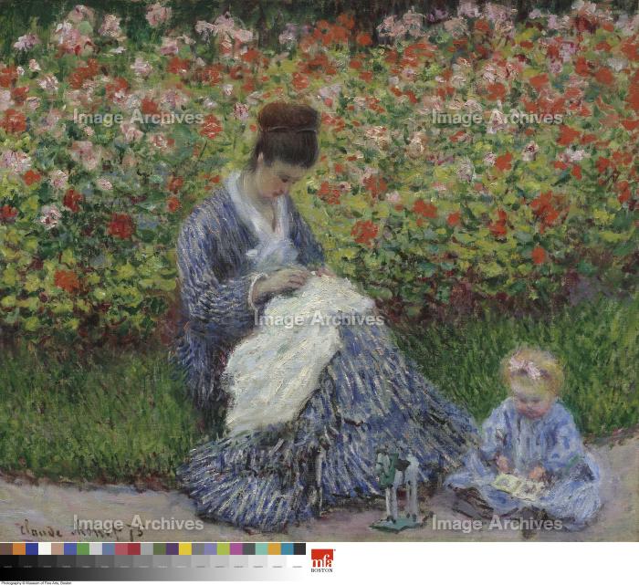 作品詳細 | アルジャントゥイユの自宅の庭のカミーユ・モネと子ども