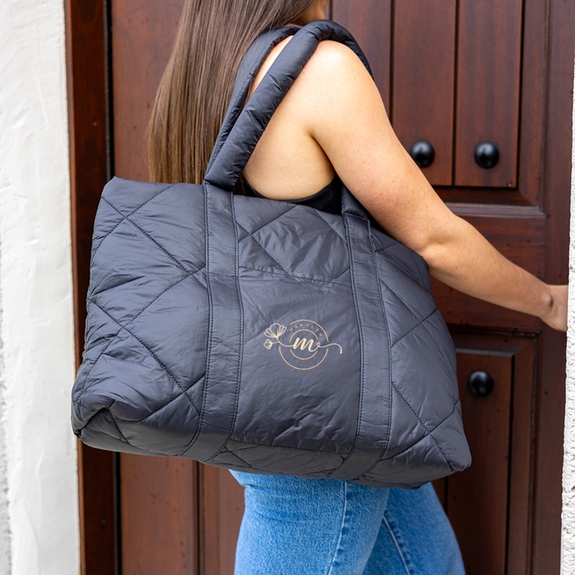Luxe Quilted Puffer Custom Tote Bag - 18w x 13h x 6.75d