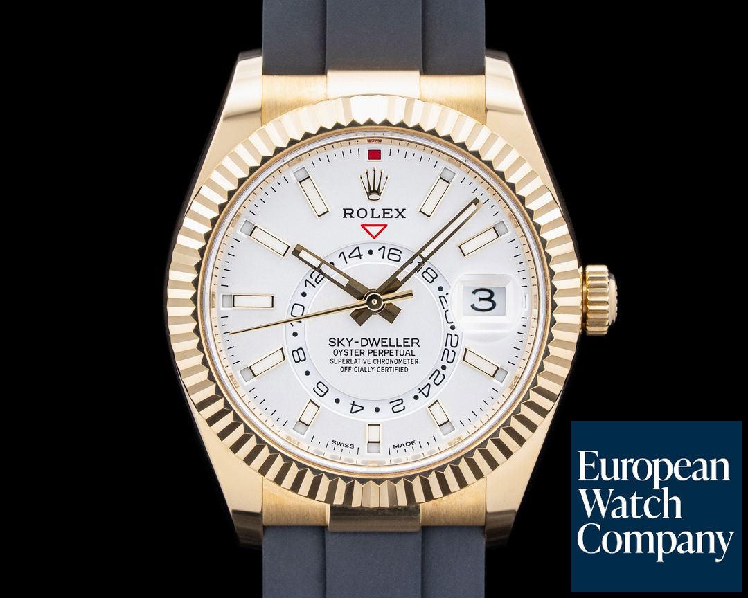 66943) Rolex 326238 Sky Dweller 18K Yellow Gold Silver Dial