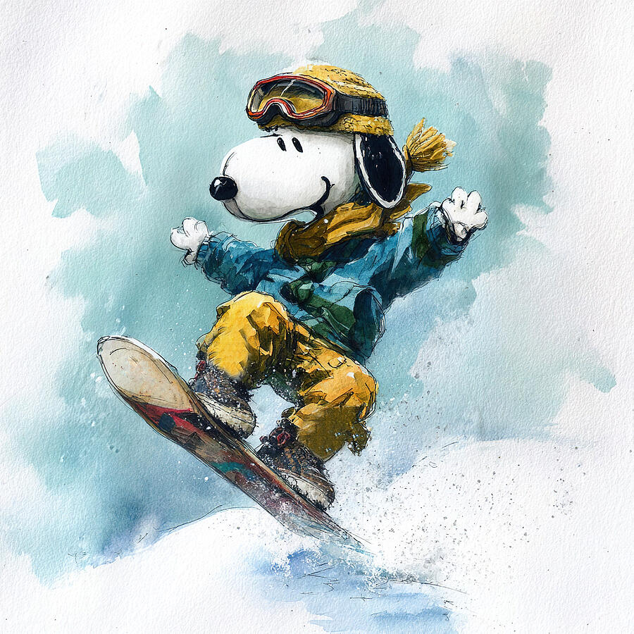 Snoopy Snowboarding Adventure Digital Art by Athena Mckinzie