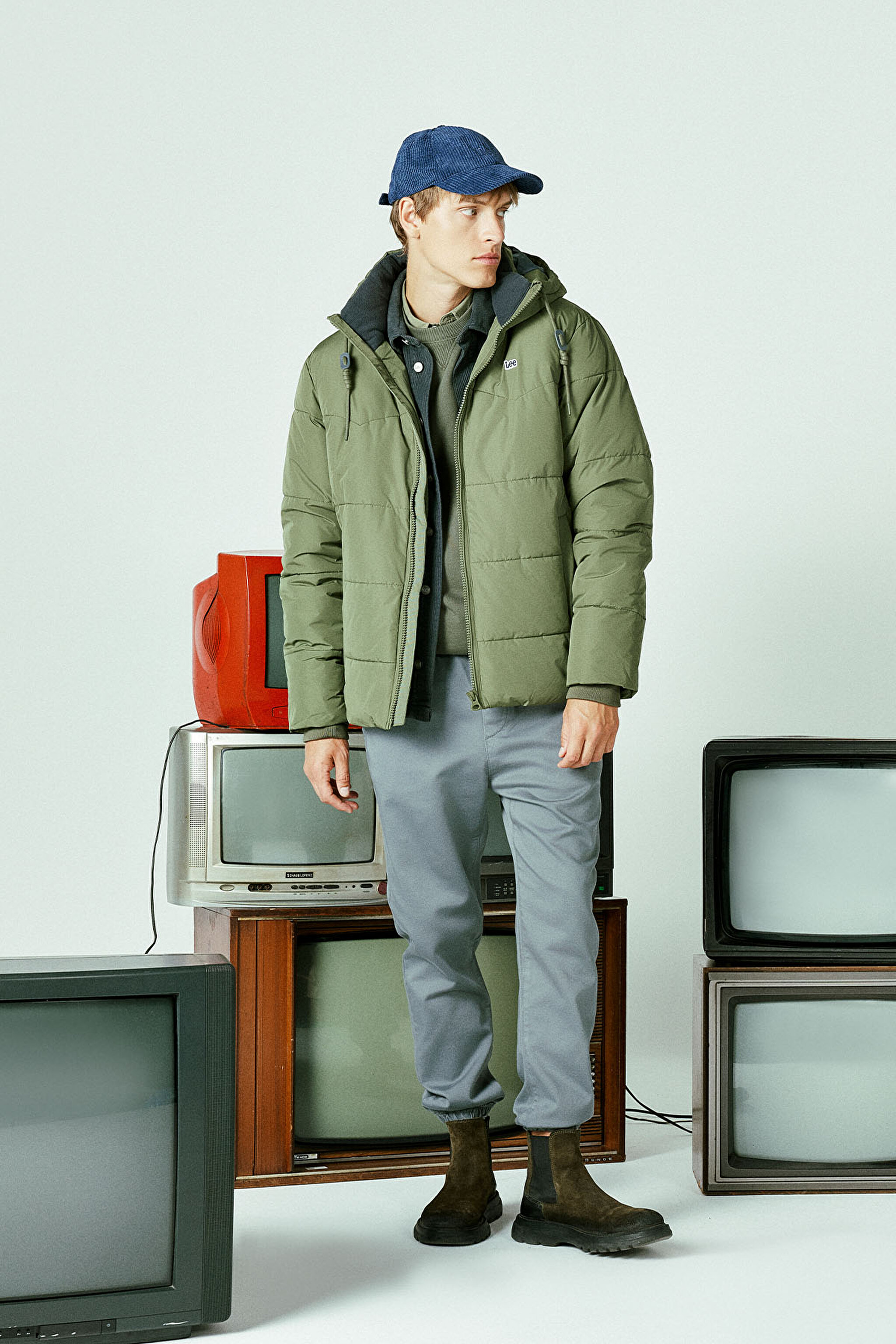Regular Fit Normal Kesim Kapüşonlu Yeşil Şişme Mont L88BNYA61