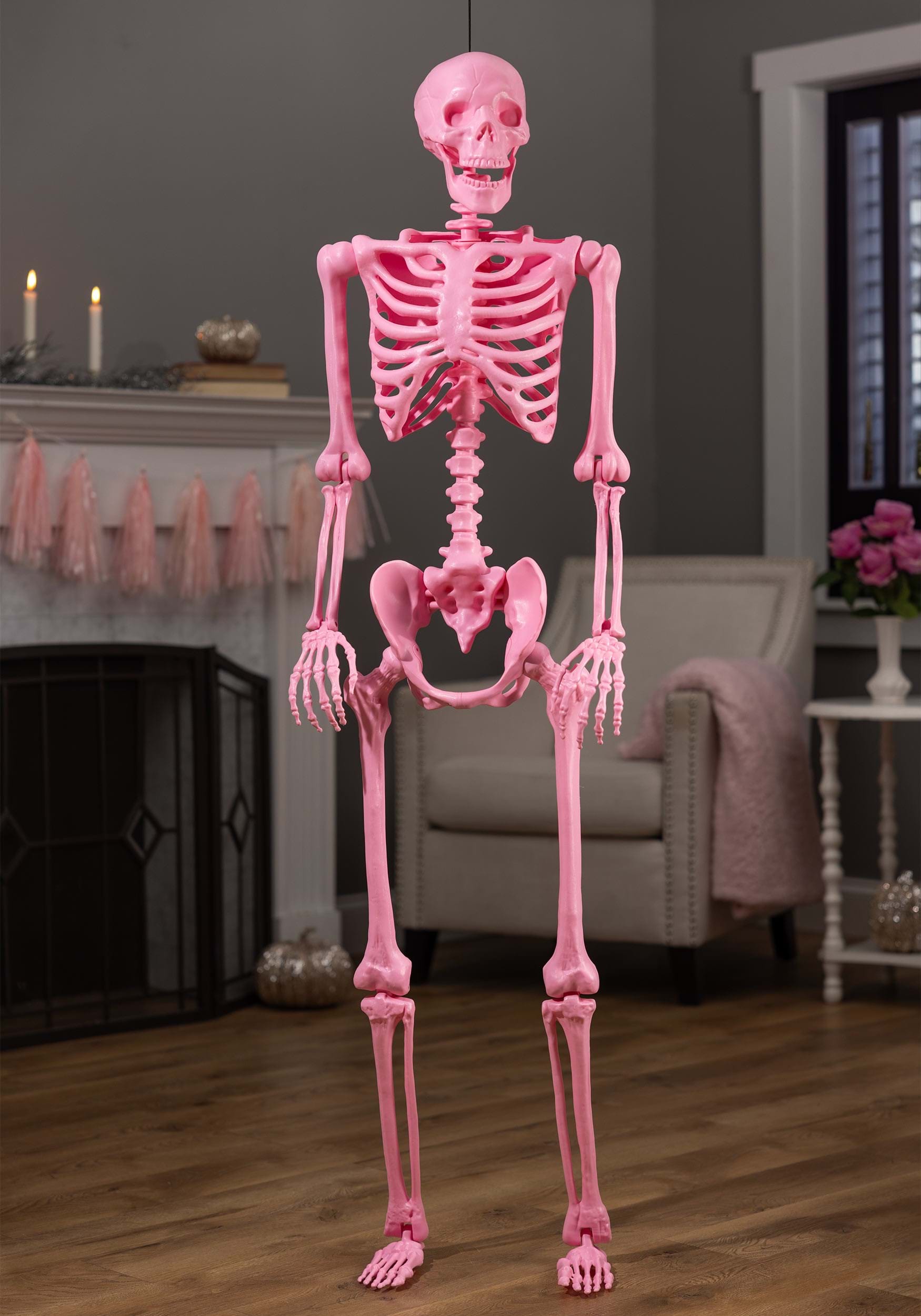 Poseable Crazy Bones Skeleton in Pink Halloween Prop