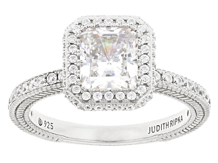 Judith Ripka White Cubic Zirconia Rhodium Over Sterling Silver