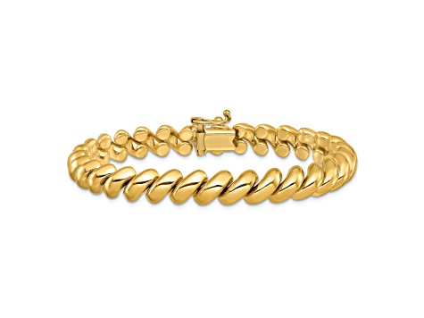 10k Yellow Gold 8mm San Marco Link 7 Inch Bracelet - 14B58A | JTV