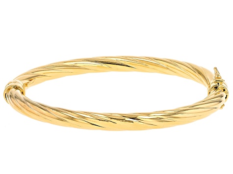 18k Yellow Gold Over Bronze 6mm Twisted Bangle - MA615 | JTV