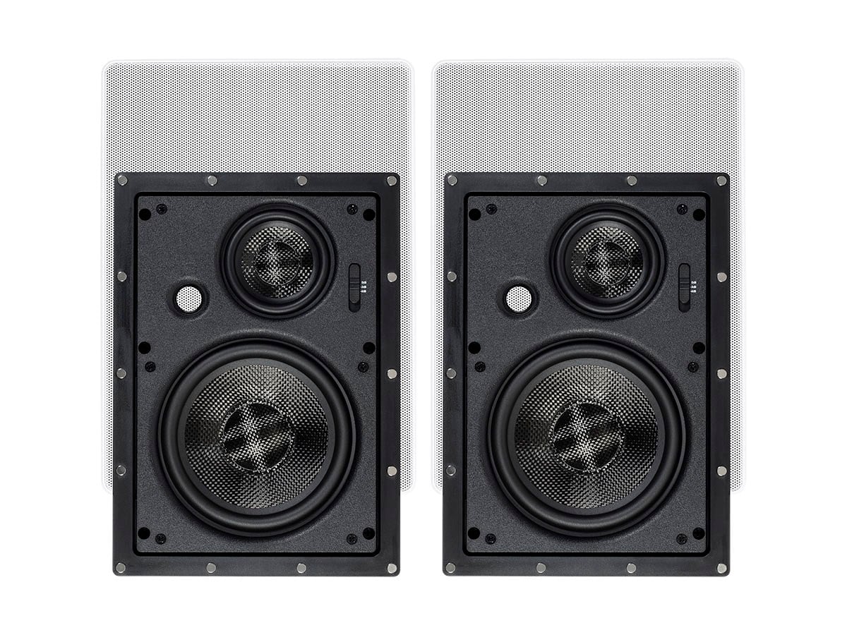 Monoprice Alpha In-Wall Speakers 6.5in Carbon Fiber 3-Way (pair