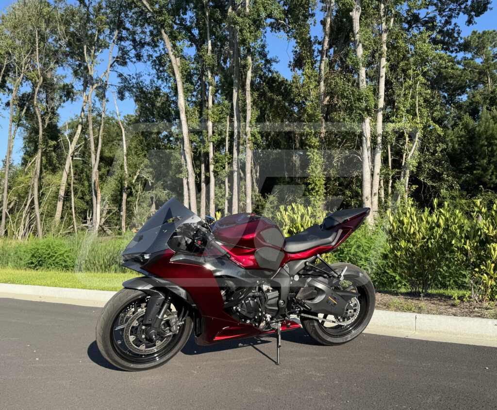 Kawasaki ZX6R 2024-2026 Gloss Candy Red With Carbon Fiber Style