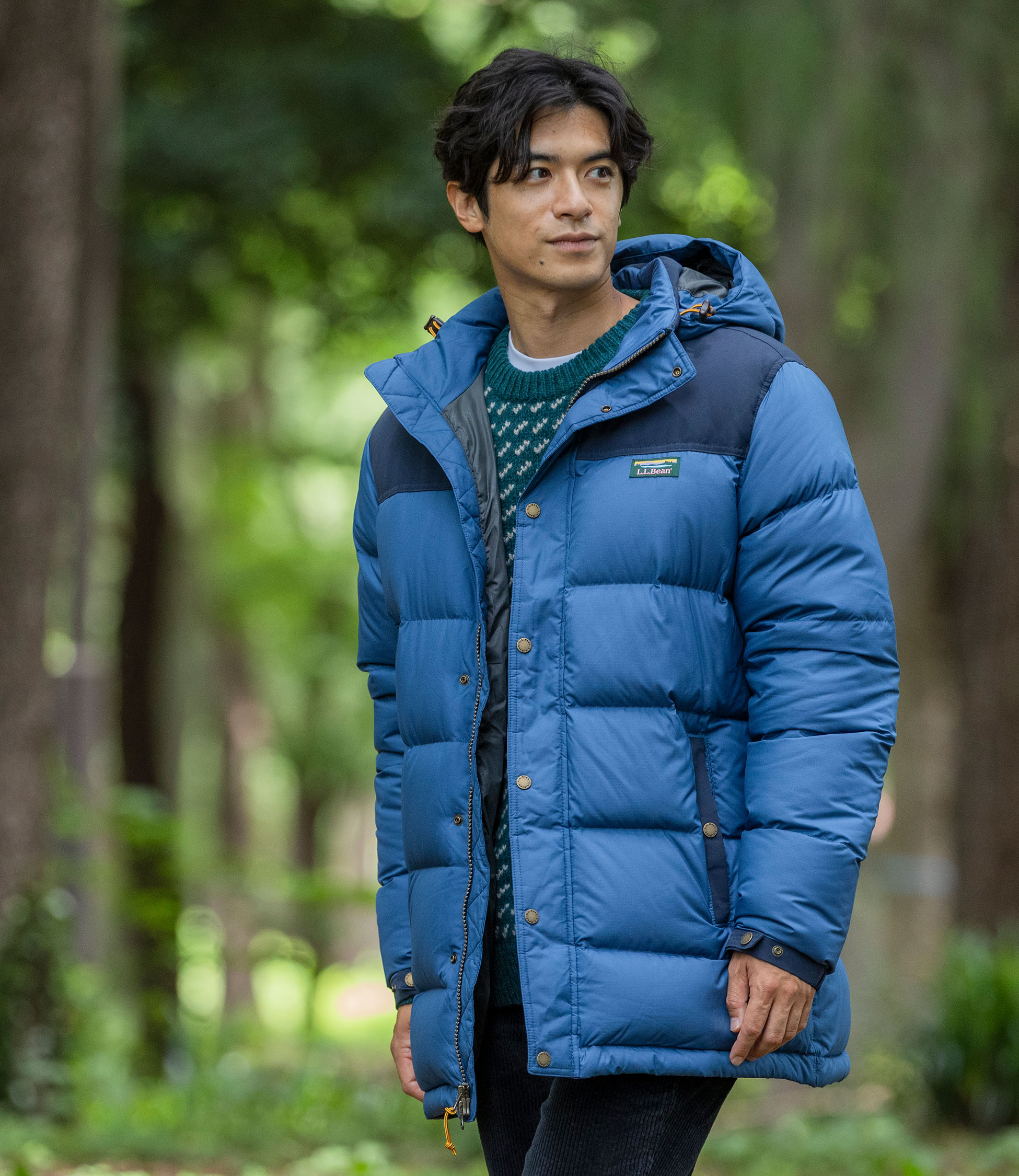 メンズ マウンテン・クラシック・ダウン・パーカ、カラーブロック 通販
