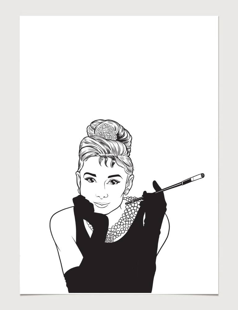 Audrey Hepburn Breakfast at Tiffany's Art Series #3 Drawing by