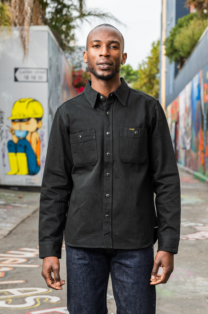 Iron Heart 12oz Denim Workshirt w/ Snaps - IHSH-338-BLK - Black/Black