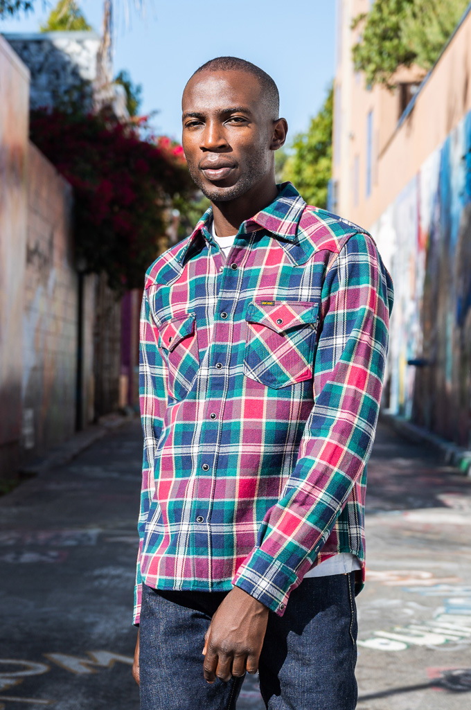 Iron Heart Ultra-Heavy Flannel - IHSH-336-NAV - Crazy Check Navy