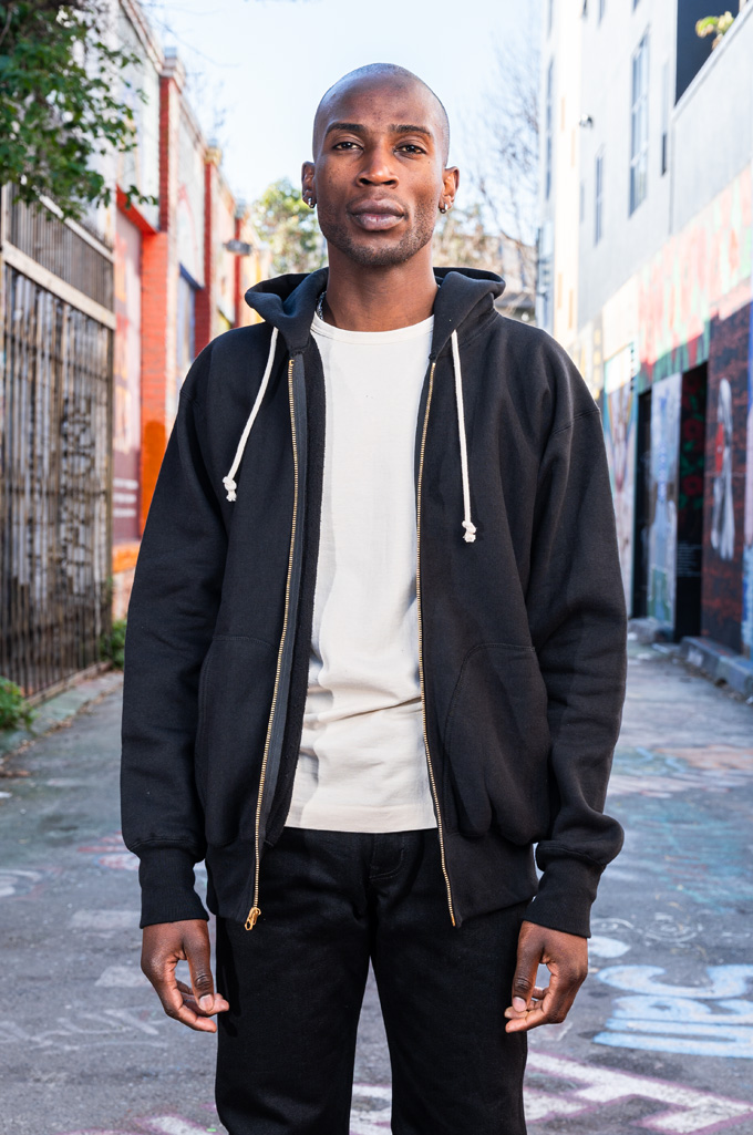 Boncoura Heavy Loopwheel Knit Hoodie - Zip-Up Black