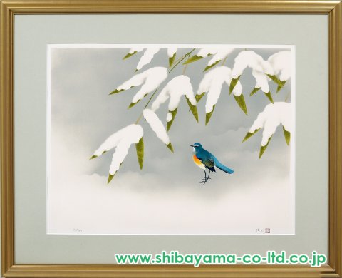 上村淳之「雪中小禽2」リトグラフ :: 絵画買取・販売 - シバヤマ