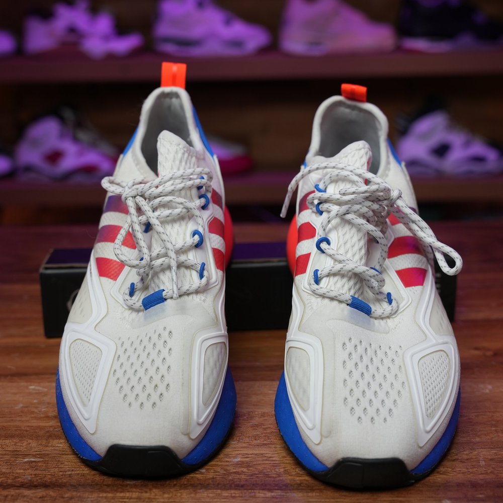 Adidas ZX 2K Boost White Solar Red Blue — 2WILD's Closet
