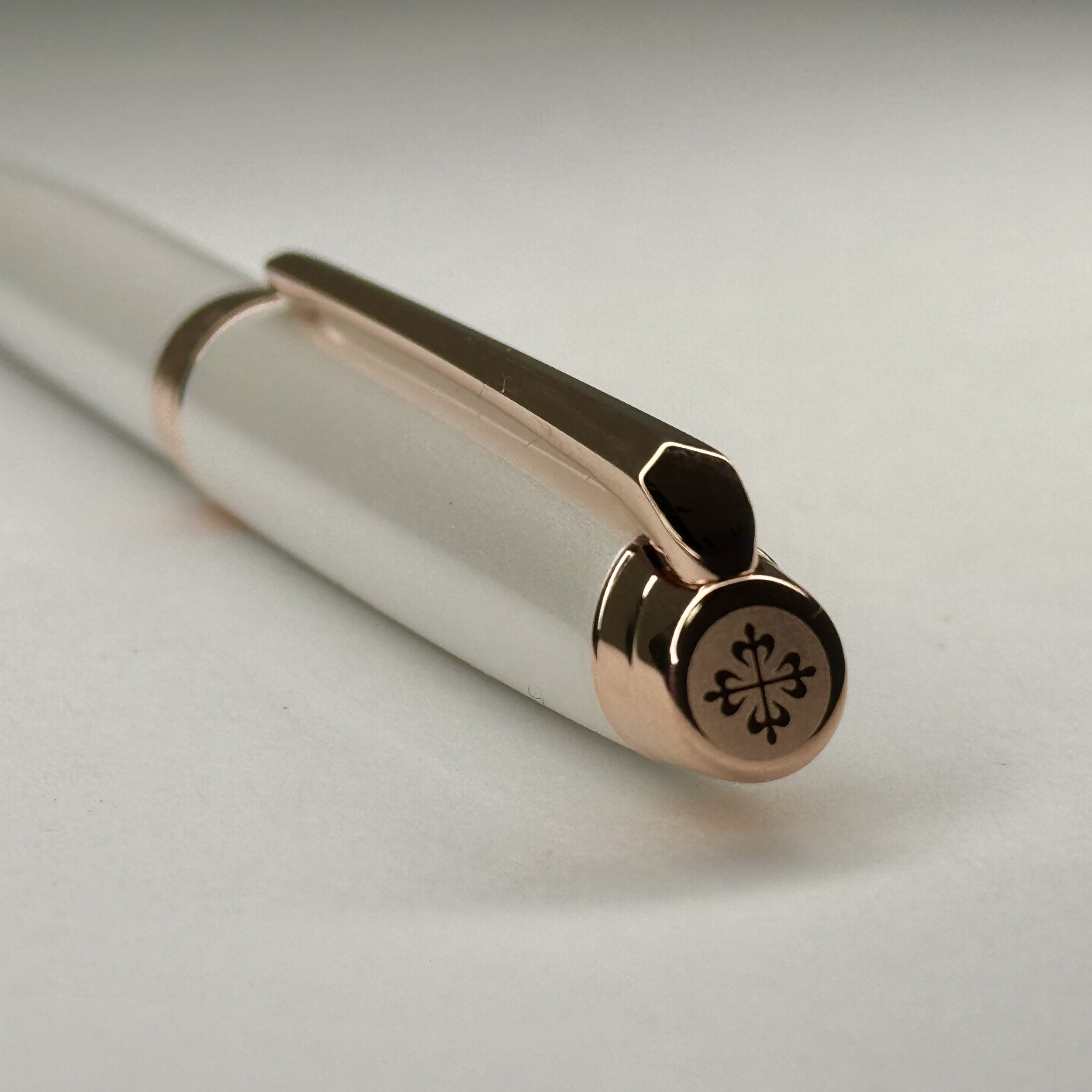 Patek Philippe Caran d'Ache Pearl White Ballpoint Pen with Rose