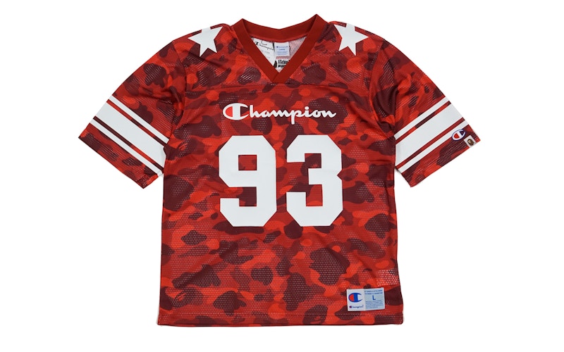 BAPE Champion Color Camo Football Jersey Red Men's - US