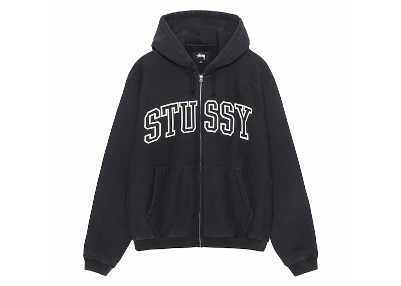 Stussy Outline Zip Hoodie Washed Black メンズ - SS24 - JP