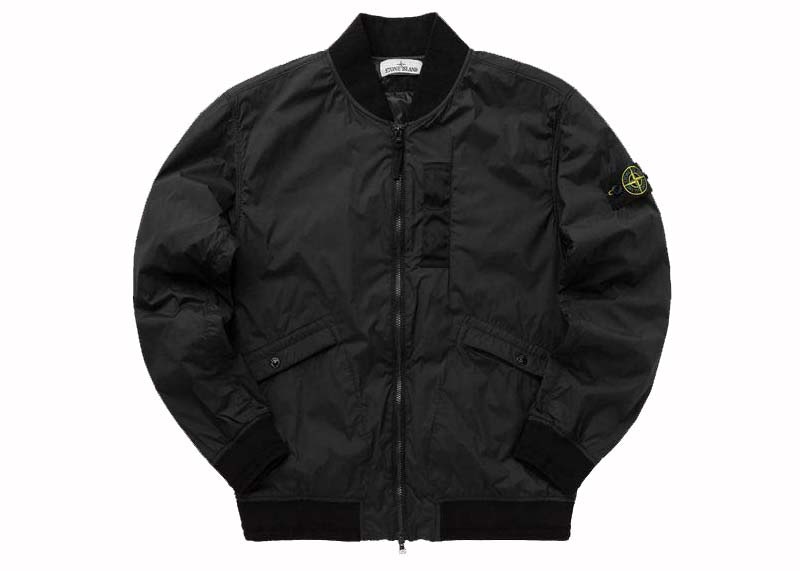 Stone Island Logo Patch Zip-Up Jacket Black メンズ - JP