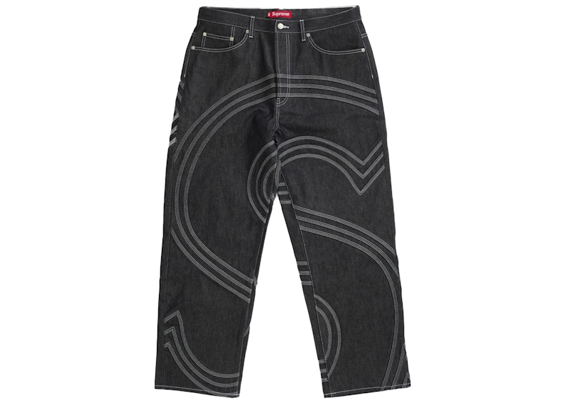 Supreme S Logo Rigid Baggy Jean Black Men's - SS25 - US