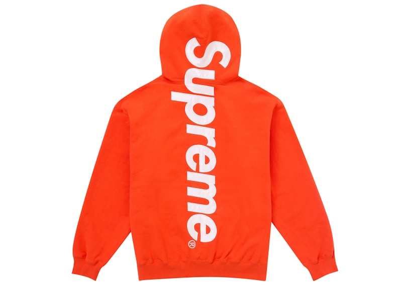 Supreme Satin Applique Hooded Sweatshirt FW24 Bright Orange Men's