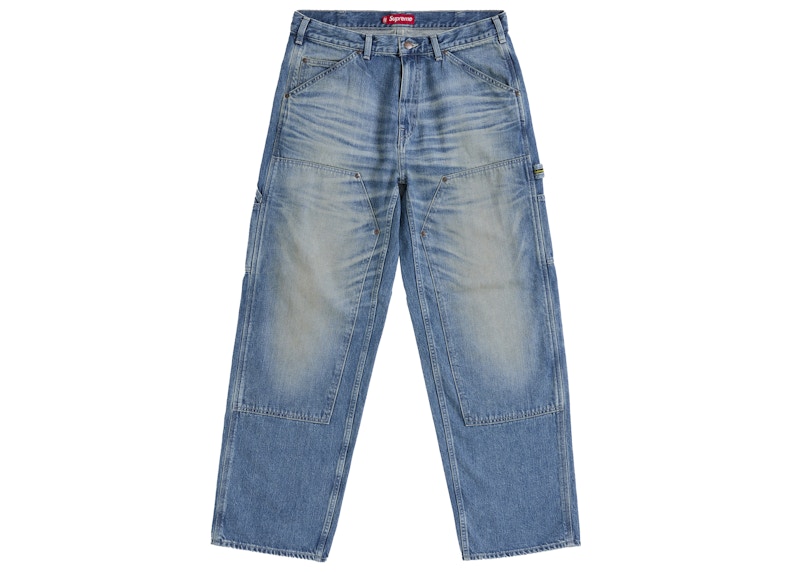 Supreme Worn Double Knee Denim Painter Jean Washed Indigo Men's