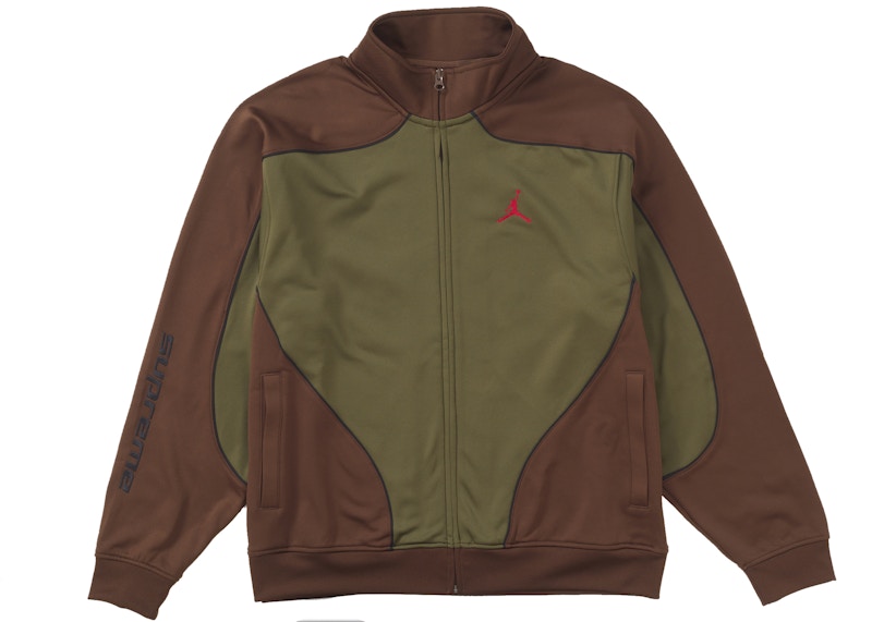 Supreme Jordan Tricot Track Jacket Olive Men's - FW24 - US