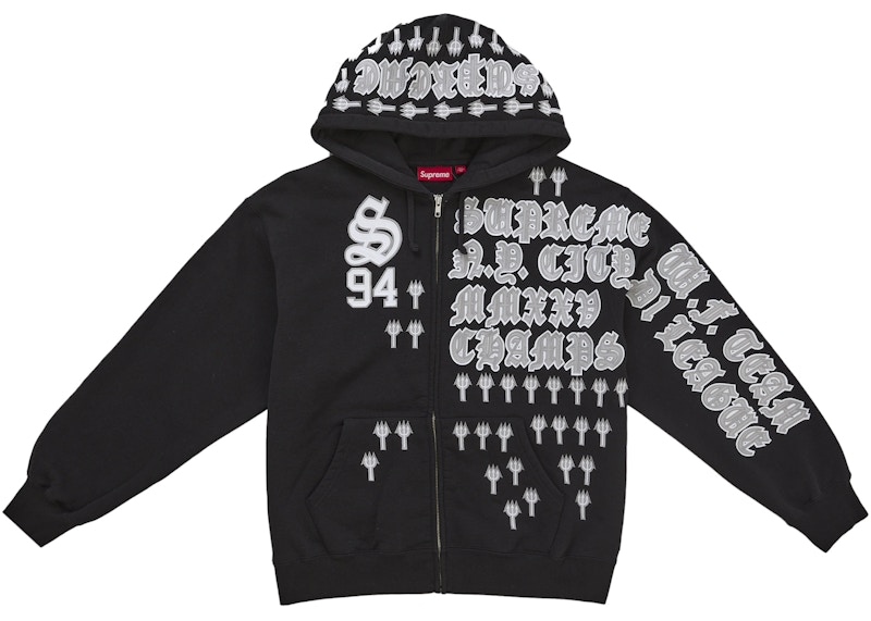 Supreme League Champs Zip Up Hooded Sweatshirt Black メンズ - FW25