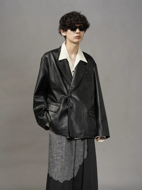 UNISEX》Sheep Leather Peaked Lapel Semi-Double Tailored Jacket