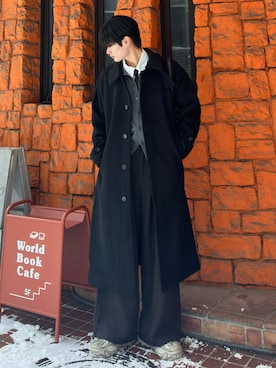 CLEL】Wool Blend Tech Melton Soutien Collar Coat / ウールブレンド
