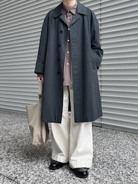 BURBERRYのステンカラーコートを使ったメンズ人気ファッション