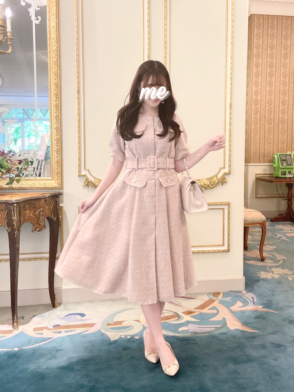 her lip to ワンピース 美品】Her rip to ワンピース(ベージュピンク
