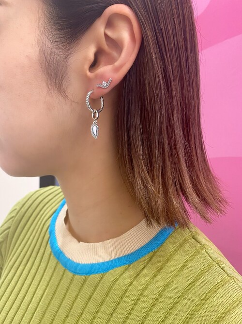 Pandora Moments スモール チャーム シルバー フープピアス（ピアス