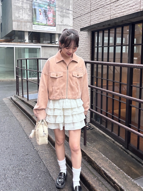 セール】【WEB限定/REVIVAL】胸ロゴショート丈スエードジップブルゾン