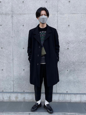 ISSEY MIYAKEのチェスターコートを使ったメンズ人気ファッション