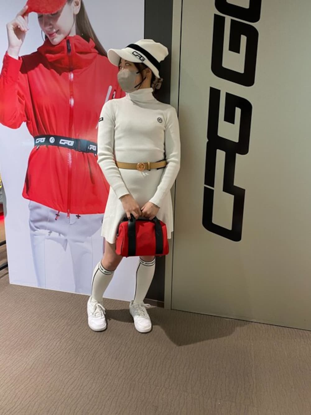 CPG GOLF（シーピージーゴルフ）の「High Neck Flare Knit Dress