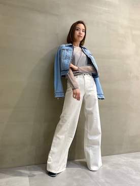 SS23 レディース デニム ブーツカット フレア ホワイトを使った人気