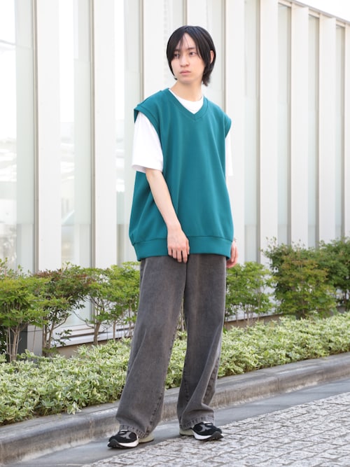 セール】【SETUP7】ルーズストレートケミカルウォッシュデニムパンツ