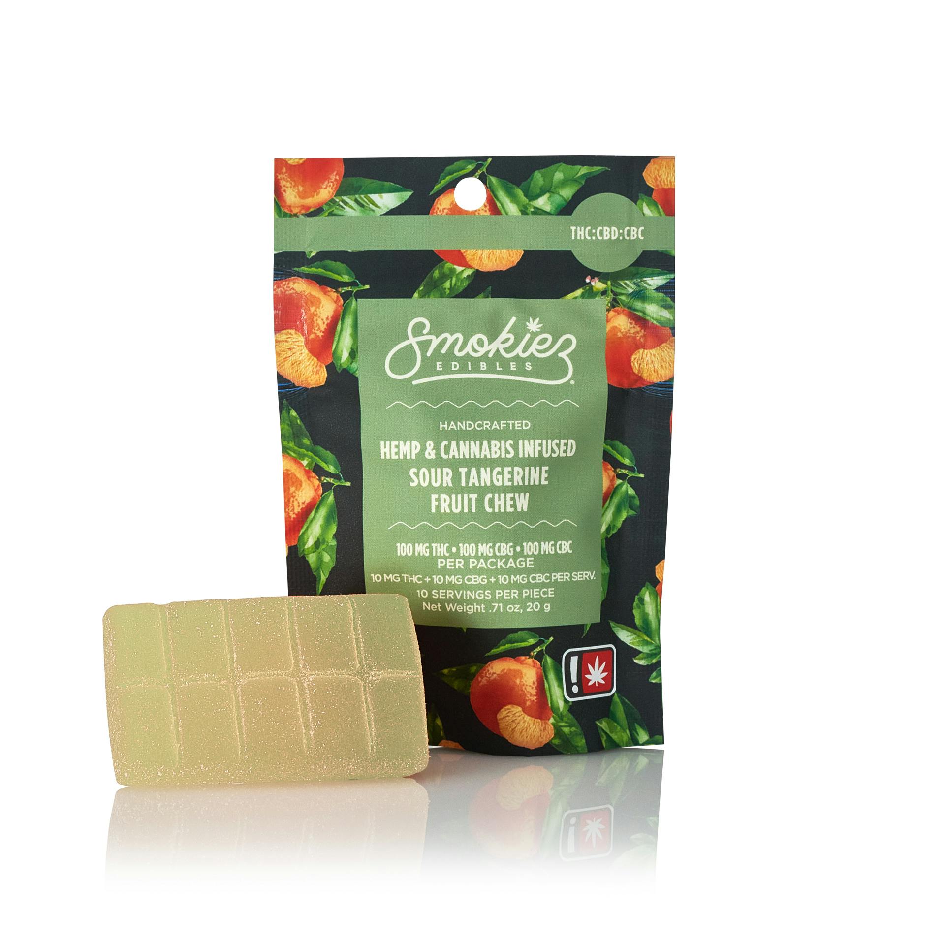 CBC:CBG:THC 1:1:1 Sour Tangerine Scored-Single Piece THC Fruit