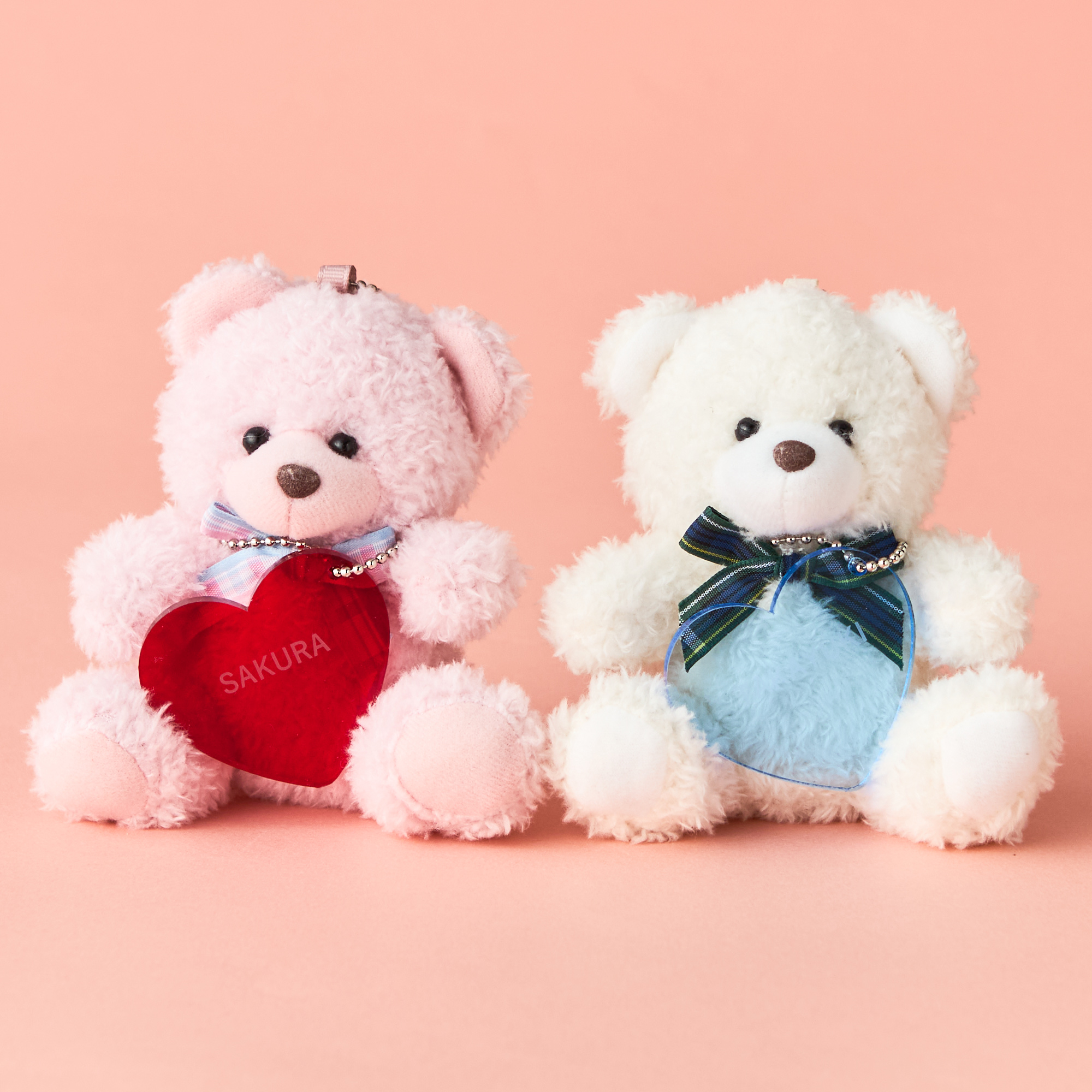 名入れ無料・BOX入り】ポップコーン&ハートチャーム付ペアテディベア