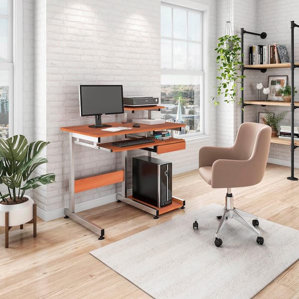TECHNI MOBILI 38 in. Rectangular Gray 1 Drawer Computer Desk with