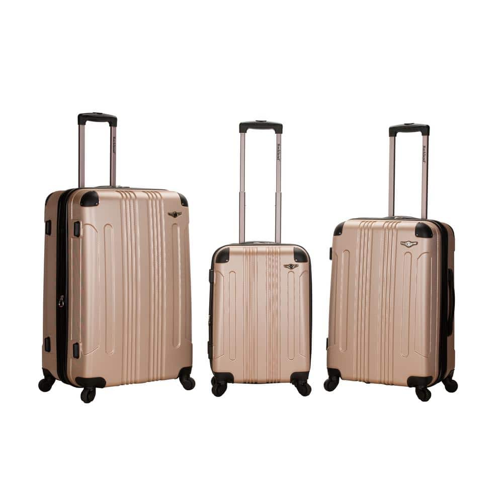 Rockland London 3-Piece Hardside Spinner Luggage Set, Champagne