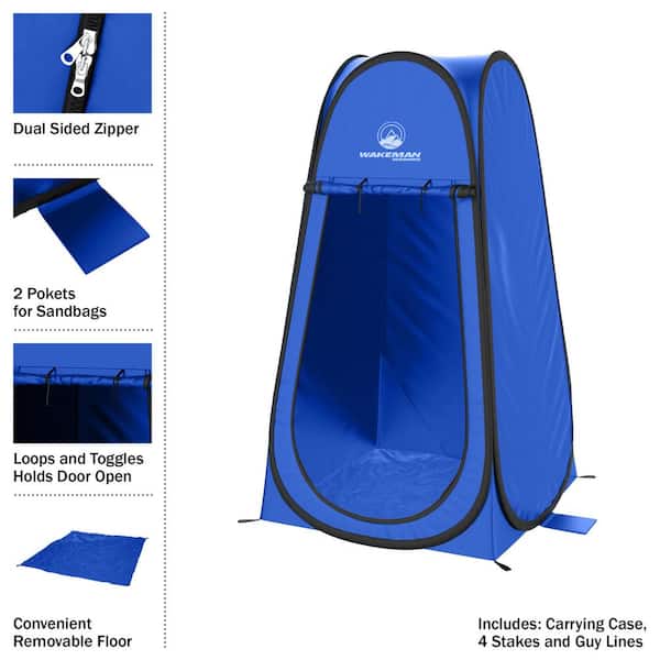 Wakeman Portable 1-Person Pop-Up Camping Tent - Sunshelter - Blue