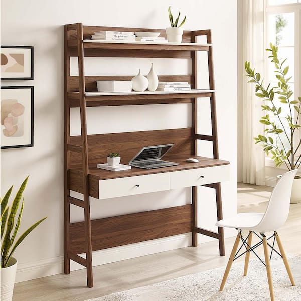 MODWAY Bixby 49 in. Rectangular Walnut Wood 2-Drawer Desk EEI-6073