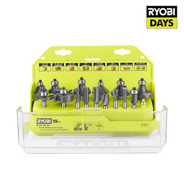 RYOBI Shank Carbide Router Bit Set (15-Piece) A25R151 - The Home Depot