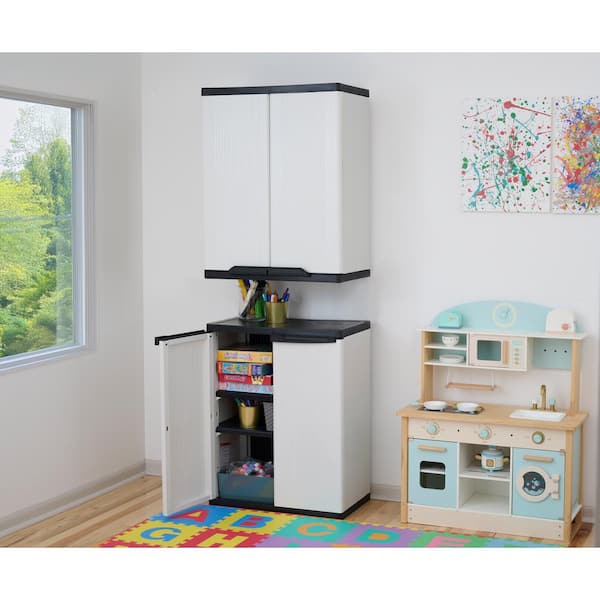 HDX Premium One 26.9 in. W x 33.8 in. H x 15.8 in. D 2-Shelf Resin