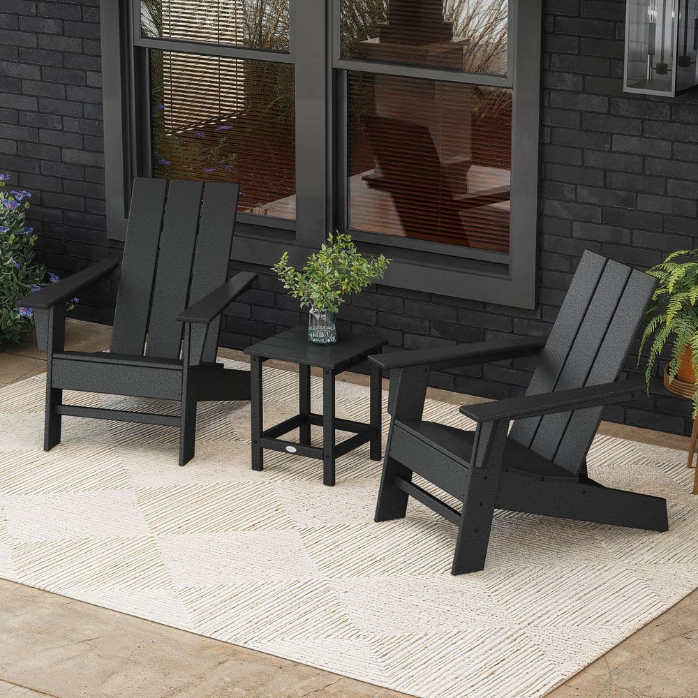 POLYWOOD Grant Park Black Plastic Outdoor Adirondack Chair Plastic