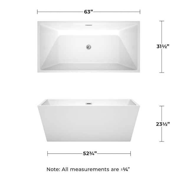 Wyndham Collection Sara 63 in. Acrylic Flatbottom Center Drain